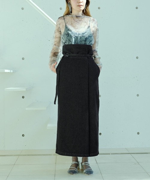 Ezick(エジック)の「Mode denim slim ラップライクスカート(デニムスカート・レディース・グレー/ブラック・SMALL/MEDIUM)」の11枚目の写真