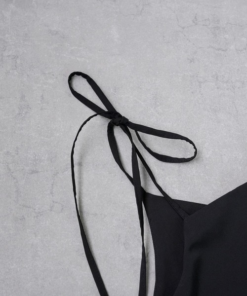 IAMUSE（アイアミューズ）の「【1枚で2シーンの装い。】前後2WAY肩紐リボンキャミワンピース/ふくれジャガード/無地 S0911【IAMUSE】（ワンピース・レディース・ブラック/ブラック系その他・FREE）」の21枚目の写真