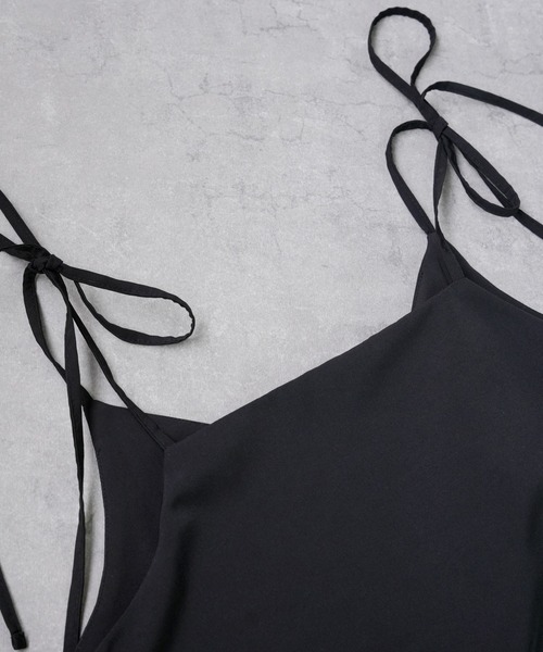 IAMUSE（アイアミューズ）の「【1枚で2シーンの装い。】前後2WAY肩紐リボンキャミワンピース/ふくれジャガード/無地 S0911【IAMUSE】（ワンピース・レディース・ブラック/ブラック系その他・FREE）」の22枚目の写真