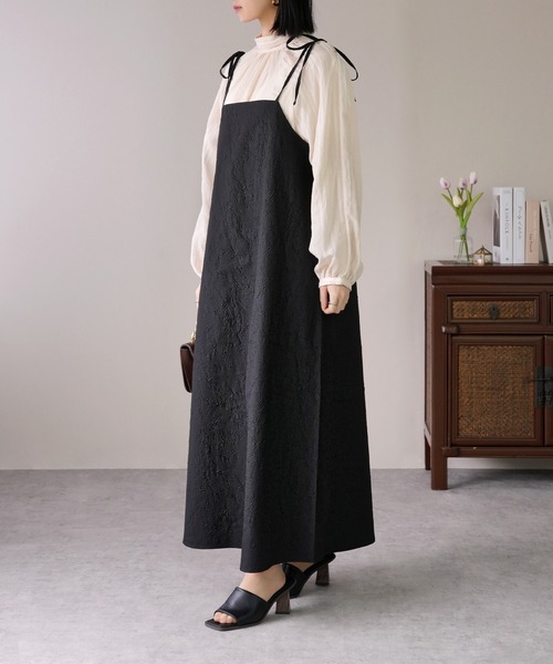 IAMUSE（アイアミューズ）の「【1枚で2シーンの装い。】前後2WAY肩紐リボンキャミワンピース/ふくれジャガード/無地 S0911【IAMUSE】（ワンピース・レディース・ブラック/ブラック系その他・FREE）」の13枚目の写真