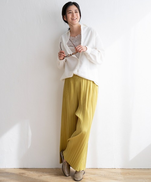 ikka（イッカ）の「【親子コーデ】さらっとプリーツワイドパンツ（その他パンツ・レディース・ブラック/イエロー/ネイビー/ベージュ/その他1/グリーン・S/M/L）」の10枚目の写真