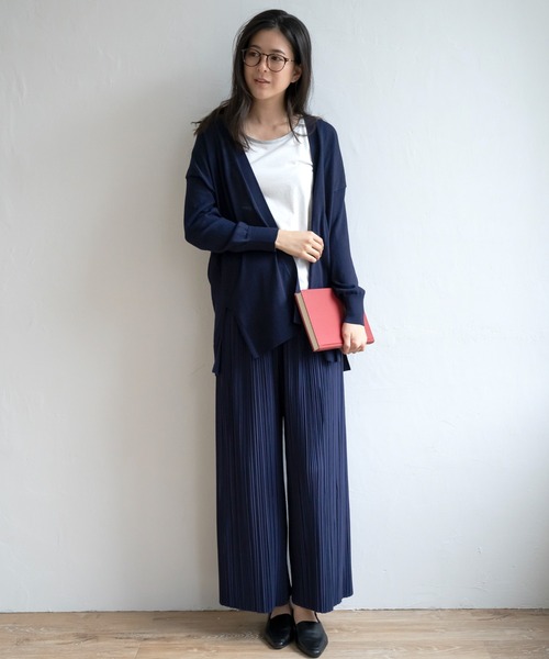 ikka（イッカ）の「【親子コーデ】さらっとプリーツワイドパンツ（その他パンツ・レディース・ブラック/イエロー/ネイビー/ベージュ/その他1/グリーン・S/M/L）」の14枚目の写真