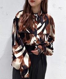 apres jour mignon | バンドカラー柄シャツ【ZOZOTOWN限定アイテム】(シャツ/ブラウス)