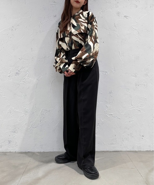 apres jour mignon（アプレジュールミニョン）の「バンドカラー柄シャツ【ZOZOTOWN限定アイテム】（シャツ/ブラウス・レディース・グリーン/パープル/イエロー・X-LARGE/フリー）」の8枚目の写真