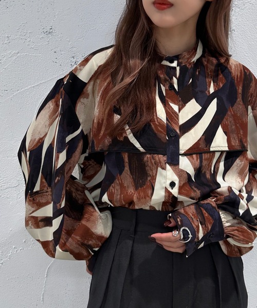 apres jour mignon（アプレジュールミニョン）の「バンドカラー柄シャツ【ZOZOTOWN限定アイテム】（シャツ/ブラウス・レディース・グリーン/パープル/イエロー・X-LARGE/フリー）」の11枚目の写真