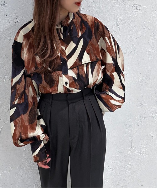 apres jour mignon（アプレジュールミニョン）の「バンドカラー柄シャツ【ZOZOTOWN限定アイテム】（シャツ/ブラウス・レディース・グリーン/パープル/イエロー・X-LARGE/フリー）」の12枚目の写真