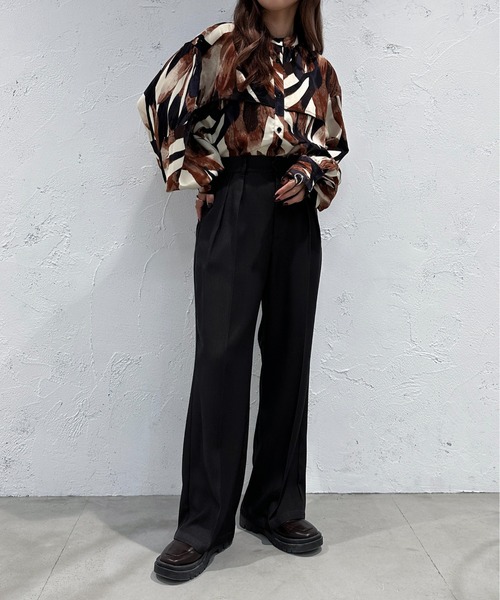 apres jour mignon（アプレジュールミニョン）の「バンドカラー柄シャツ【ZOZOTOWN限定アイテム】（シャツ/ブラウス・レディース・グリーン/パープル/イエロー・X-LARGE/フリー）」の15枚目の写真