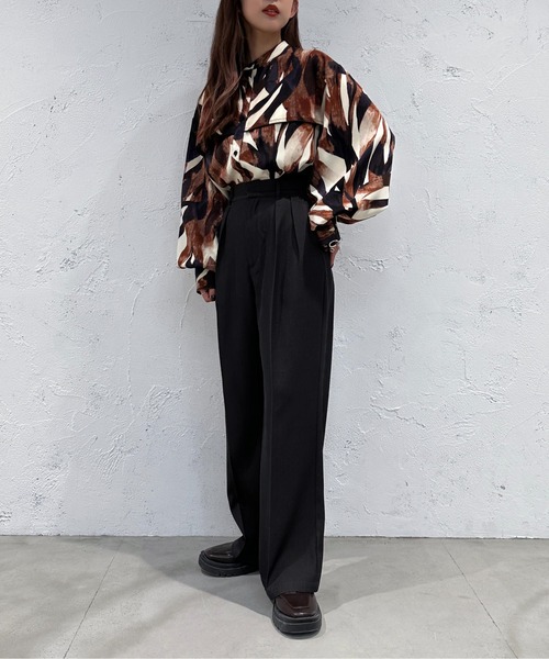 apres jour mignon（アプレジュールミニョン）の「バンドカラー柄シャツ【ZOZOTOWN限定アイテム】（シャツ/ブラウス・レディース・グリーン/パープル/イエロー・X-LARGE/フリー）」の16枚目の写真