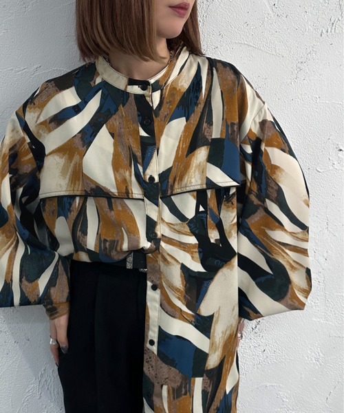 apres jour mignon（アプレジュールミニョン）の「バンドカラー柄シャツ【ZOZOTOWN限定アイテム】（シャツ/ブラウス・レディース・グリーン/パープル/イエロー・X-LARGE/フリー）」の19枚目の写真