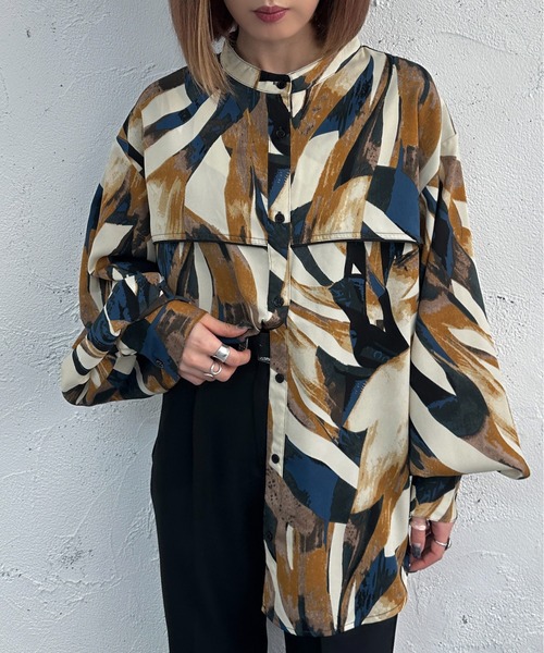 apres jour mignon（アプレジュールミニョン）の「バンドカラー柄シャツ【ZOZOTOWN限定アイテム】（シャツ/ブラウス・レディース・グリーン/パープル/イエロー・X-LARGE/フリー）」の20枚目の写真