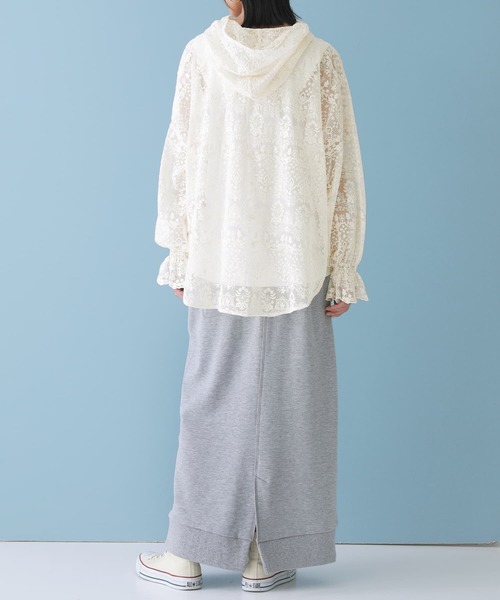 osharewalker（オシャレウォーカー）の「【廃盤】『刺繍レースフーディー』（Tシャツ/カットソー・レディース・ブラック/アイボリー・FREE）」の6枚目の写真