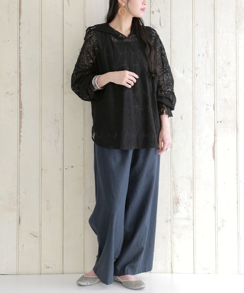 osharewalker（オシャレウォーカー）の「【廃盤】『刺繍レースフーディー』（Tシャツ/カットソー・レディース・ブラック/アイボリー・FREE）」の10枚目の写真