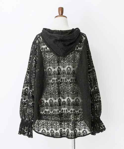 osharewalker（オシャレウォーカー）の「【廃盤】『刺繍レースフーディー』（Tシャツ/カットソー・レディース・ブラック/アイボリー・FREE）」の7枚目の写真
