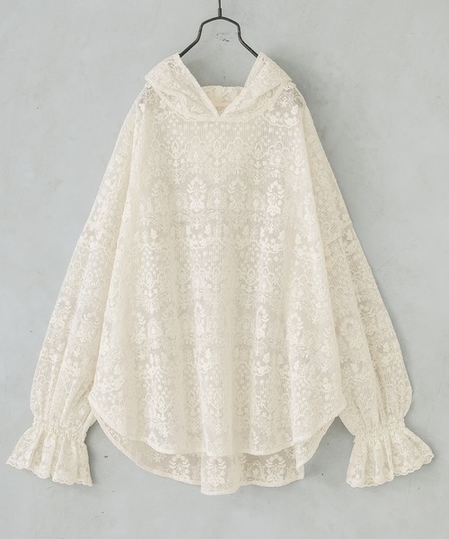 osharewalker（オシャレウォーカー）の「【廃盤】『刺繍レースフーディー』（Tシャツ/カットソー・レディース・ブラック/アイボリー・FREE）」の8枚目の写真