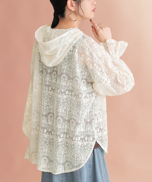 osharewalker（オシャレウォーカー）の「【廃盤】『刺繍レースフーディー』（Tシャツ/カットソー・レディース・ブラック/アイボリー・FREE）」の12枚目の写真