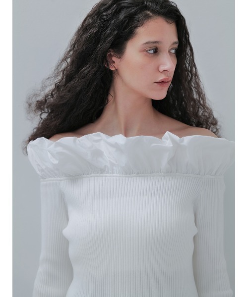 SORIN（ソリン　）の「コットンミント　パフショルダーTOP（ニット/セーター・レディース・ホワイト/その他/ブラック・38）」の13枚目の写真