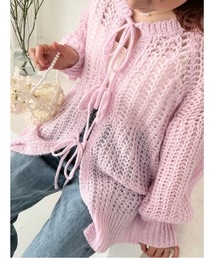 カギ編みリボンカーディガン