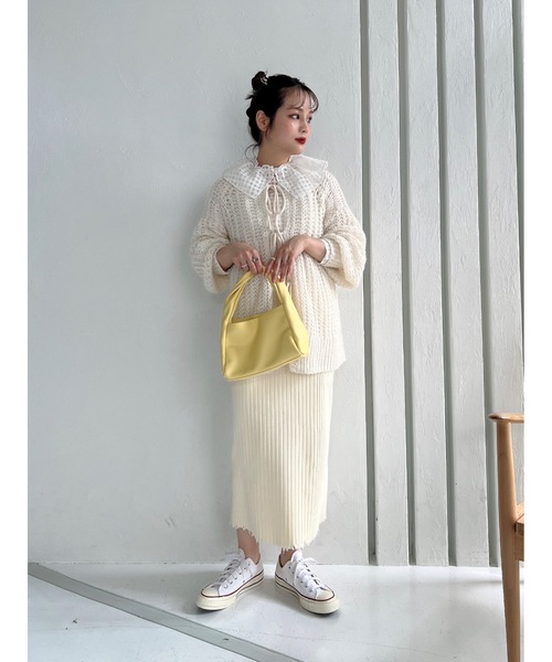 jumelle（ジュメロ）の「カギ編みリボンカーディガン（カーディガン/ボレロ・レディース・アイボリー/ピンク・FREE）」の12枚目の写真