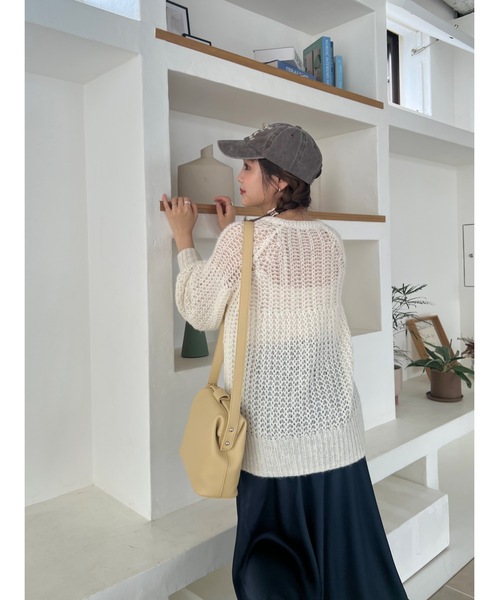 jumelle（ジュメロ）の「カギ編みリボンカーディガン（カーディガン/ボレロ・レディース・アイボリー/ピンク・FREE）」の18枚目の写真