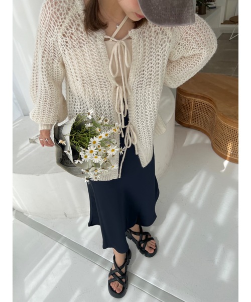 jumelle（ジュメロ）の「カギ編みリボンカーディガン（カーディガン/ボレロ・レディース・アイボリー/ピンク・FREE）」の19枚目の写真