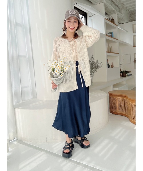 jumelle（ジュメロ）の「カギ編みリボンカーディガン（カーディガン/ボレロ・レディース・アイボリー/ピンク・FREE）」の20枚目の写真