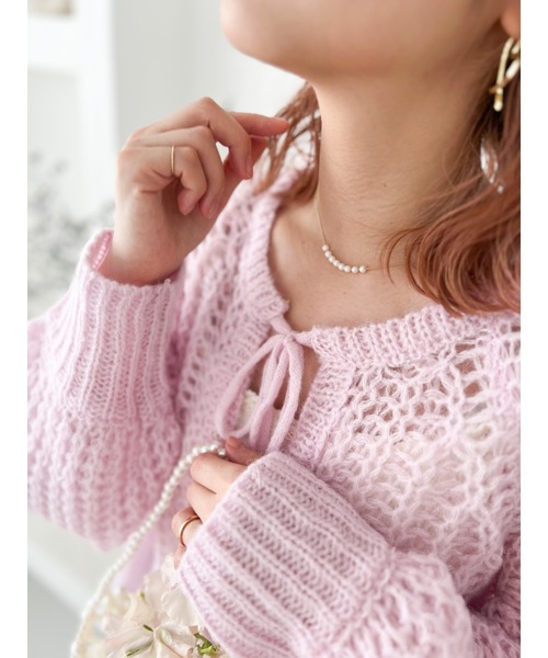 jumelle（ジュメロ）の「カギ編みリボンカーディガン（カーディガン