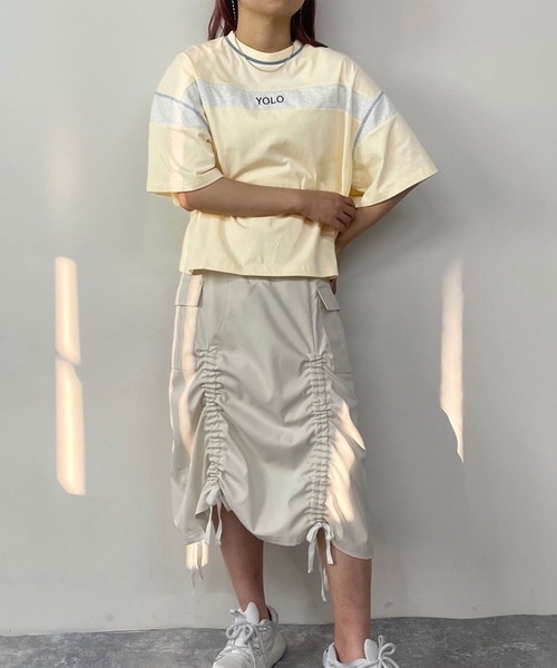 179/WG（イチナナキュウダブルジー）の「バイカラーラインTシャツ（Tシャツ/カットソー・レディース・オートミール/イエロー/ネイビー/オフホワイト・FREE）」の12枚目の写真