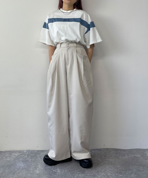 179/WG（イチナナキュウダブルジー）の「バイカラーラインTシャツ（Tシャツ/カットソー・レディース・オートミール/イエロー/ネイビー/オフホワイト・FREE）」の20枚目の写真