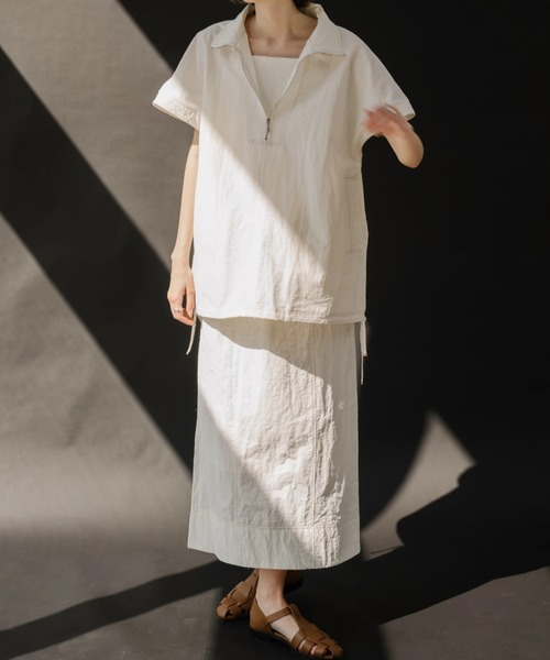 WILLFULLY（ウィルフリー）の「bi color stitch flap pocket pencil nylon SK（スカート・レディース・アイボリー/ブラック・FREE）」の13枚目の写真