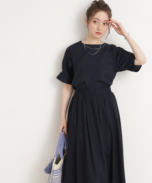 【イージーケア】着心地さらりリネンライクお袖タックブラウス