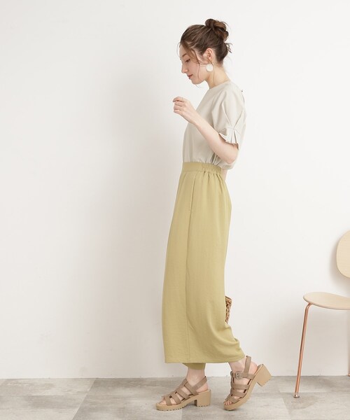 【イージーケア】着心地さらりリネンライクお袖タックブラウス