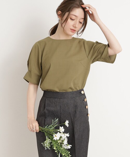 DRESKIP(ドレスキップ)の「◆【イージーケア】着心地さらり リネンライクお袖タックブラウス(シャツ/ブラウス・レディース・カーキ/ネイビー/グリーン/ライトグレー・02/03/04)」の19枚目の写真