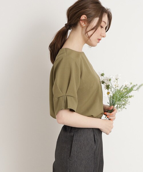 DRESKIP(ドレスキップ)の「◆【イージーケア】着心地さらり リネンライクお袖タックブラウス(シャツ/ブラウス・レディース・カーキ/ネイビー/グリーン/ライトグレー・02/03/04)」の20枚目の写真