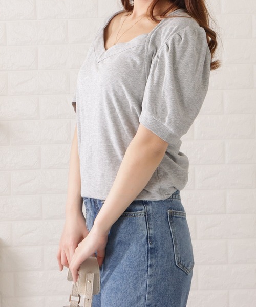 Lace Ladies(レースレディース)の「スクエアネックパワーショルダートップス(シャツ/ブラウス・レディース・ブラック/グレー/ホワイト/ベージュ/ブルー・XL/M)」の10枚目の写真