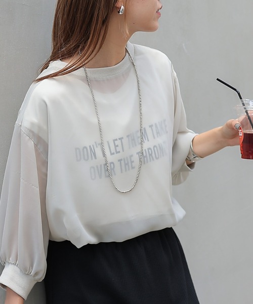 COLONY 2139（コロニートゥーワンスリーナイン）の「SETアイテム / 半袖シアートップス＆キャミソールセット（シャツ/ブラウス・レディース・ブラック/グレー/ベージュ・FREE）」の3枚目の写真