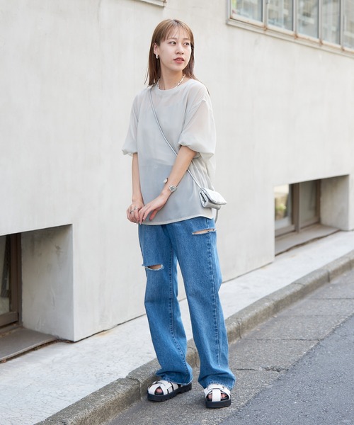 COLONY 2139（コロニートゥーワンスリーナイン）の「SETアイテム / 半袖シアートップス＆キャミソールセット（シャツ/ブラウス・レディース・ブラック/グレー/ベージュ・FREE）」の6枚目の写真