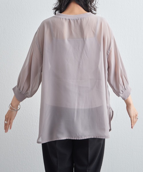 COLONY 2139（コロニートゥーワンスリーナイン）の「SETアイテム / 半袖シアートップス＆キャミソールセット（シャツ/ブラウス・レディース・ブラック/グレー/ベージュ・FREE）」の19枚目の写真