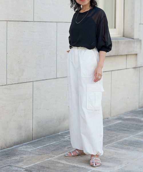 COLONY 2139（コロニートゥーワンスリーナイン）の「SETアイテム / 半袖シアートップス＆キャミソールセット（シャツ/ブラウス・レディース・ブラック/グレー/ベージュ・FREE）」の17枚目の写真