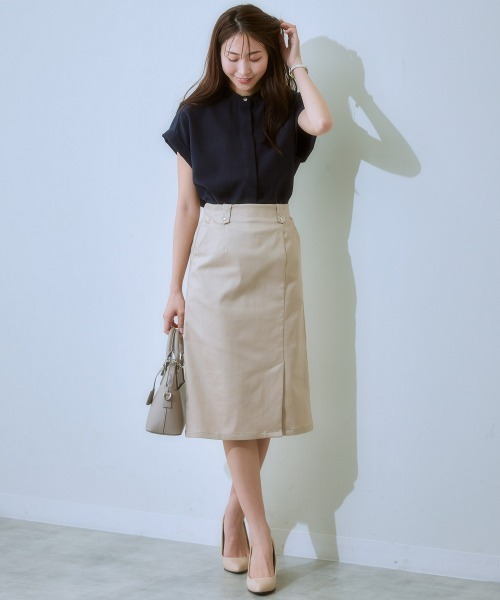 7days Life Styling(セブンデイズライフスタイリング)の「サラサラ裏メッシュ綿混ストレッチミディ丈タイトスカート(接触冷感・吸汗速乾・ストレッチ・UVカット)(スカート・レディース・ブラック/ベージュ/ネイビー/グリーン/グレー・S/LL/L/M)」の11枚目の写真