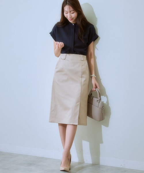 7days Life Styling(セブンデイズライフスタイリング)の「サラサラ裏メッシュ綿混ストレッチミディ丈タイトスカート(接触冷感・吸汗速乾・ストレッチ・UVカット)(スカート・レディース・ブラック/ベージュ/ネイビー/グリーン/グレー・S/LL/L/M)」の13枚目の写真