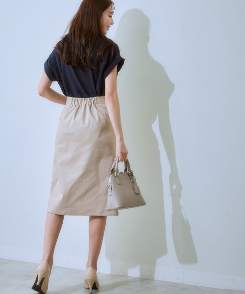 7days Life Styling(セブンデイズライフスタイリング)の「サラサラ裏メッシュ綿混ストレッチミディ丈タイトスカート(接触冷感・吸汗速乾・ストレッチ・UVカット)(スカート・レディース・ブラック/ベージュ/ネイビー/グリーン/グレー・S/LL/L/M)」の15枚目の写真