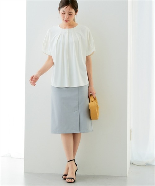 7days Life Styling(セブンデイズライフスタイリング)の「サラサラ裏メッシュ綿混ストレッチミディ丈タイトスカート(接触冷感・吸汗速乾・ストレッチ・UVカット)(スカート・レディース・ブラック/ベージュ/ネイビー/グリーン/グレー・S/LL/L/M)」の8枚目の写真