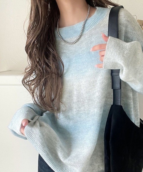 Java(ジャバ)の「《JaVaジャバ 別注》新色追加!抜け感透け×お洒落配色に視線集中。マルチウェイ グラデーション メッシュ編みニット(ニット/セーター・レディース・グリーン/グレー/ブラウン/オレンジ/ブルー/パープル/ベージュ/ブラック/ライトブルー・X-LARGE/SMALL/MEDIUM/LARGE)」の7枚目の写真