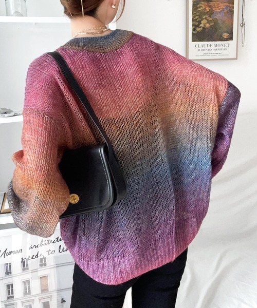 Java(ジャバ)の「《JaVaジャバ 別注》新色追加!抜け感透け×お洒落配色に視線集中。マルチウェイ グラデーション メッシュ編みニット(ニット/セーター・レディース・グリーン/グレー/ブラウン/オレンジ/ブルー/パープル/ベージュ/ブラック/ライトブルー・X-LARGE/SMALL/MEDIUM/LARGE)」の13枚目の写真