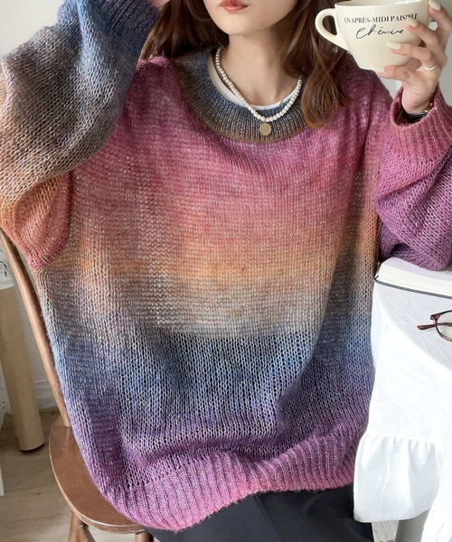 Java(ジャバ)の「《JaVaジャバ 別注》新色追加!抜け感透け×お洒落配色に視線集中。マルチウェイ グラデーション メッシュ編みニット(ニット/セーター・レディース・グリーン/グレー/ブラウン/オレンジ/ブルー/パープル/ベージュ/ブラック/ライトブルー・X-LARGE/SMALL/MEDIUM/LARGE)」の21枚目の写真