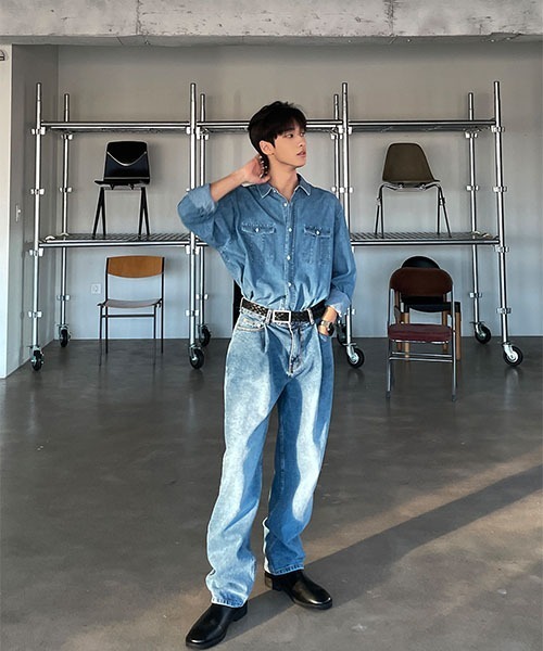 ASCLO(エジュクロ)の「【THE KLOBAL STAGE 韓国アイドル着用】ASCLO Digan Classic Denim Shirt(シャツ/ブラウス・メンズ・ダークブルー・MEDIUM/LARGE)」の8枚目の写真