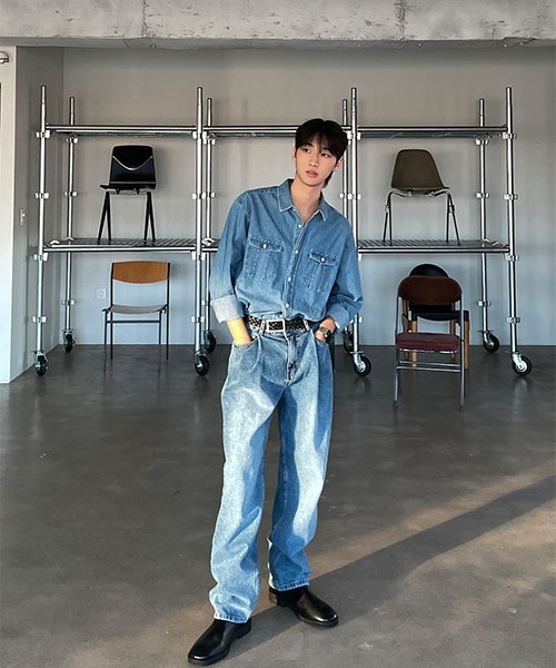 ASCLO(エジュクロ)の「【THE KLOBAL STAGE 韓国アイドル着用】ASCLO Digan Classic Denim Shirt(シャツ/ブラウス・メンズ・ダークブルー・MEDIUM/LARGE)」の9枚目の写真