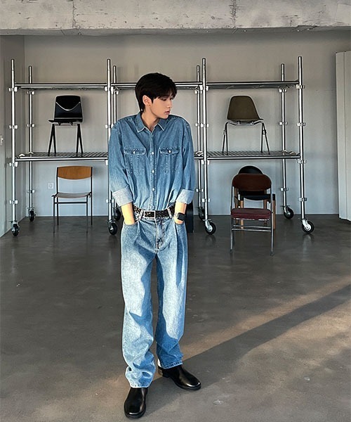 ASCLO(エジュクロ)の「【THE KLOBAL STAGE 韓国アイドル着用】ASCLO Digan Classic Denim Shirt(シャツ/ブラウス・メンズ・ダークブルー・MEDIUM/LARGE)」の10枚目の写真
