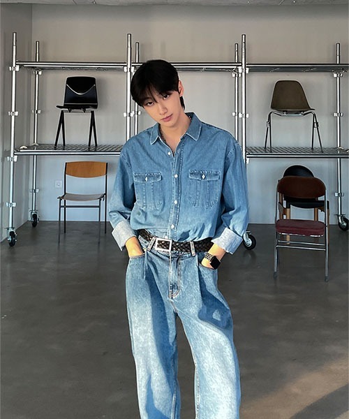 ASCLO(エジュクロ)の「【THE KLOBAL STAGE 韓国アイドル着用】ASCLO Digan Classic Denim Shirt(シャツ/ブラウス・メンズ・ダークブルー・MEDIUM/LARGE)」の20枚目の写真