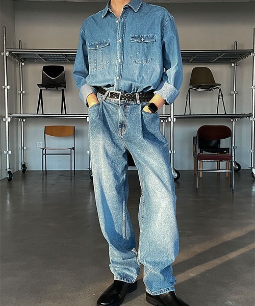 ASCLO(エジュクロ)の「【THE KLOBAL STAGE 韓国アイドル着用】ASCLO Digan Classic Denim Shirt(シャツ/ブラウス・メンズ・ダークブルー・MEDIUM/LARGE)」の15枚目の写真